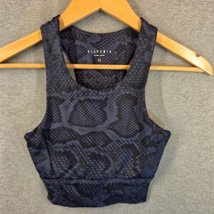 Allfenix Womens Snakeskin Sports Bra Black Animal Print Keyhole Racerback XS